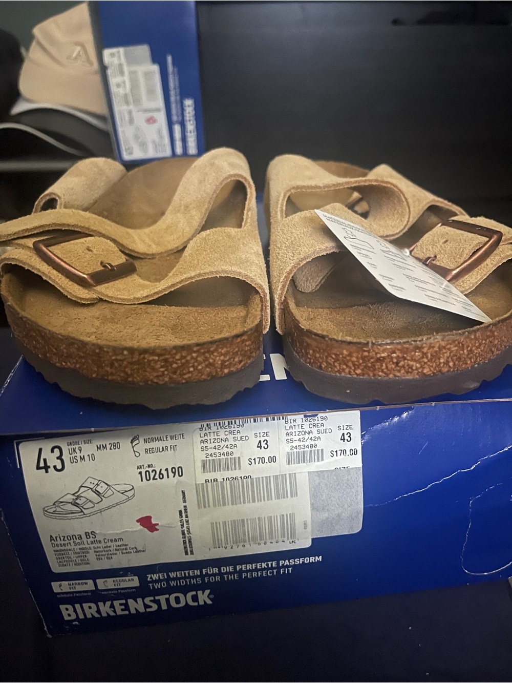 Birkenstock Arizona Suede Sandals in Latte Cream/Tan